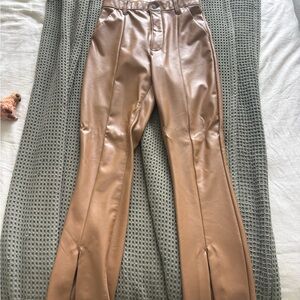 Abercrombie brown leather skinny high rise pant
